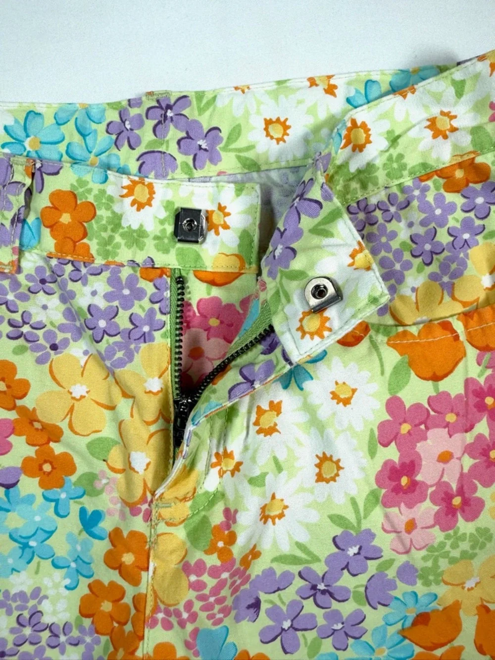 GYMBOREE Girls Floral Pants Size 12 Bright Multicolor Cotton Spring Summer Retro